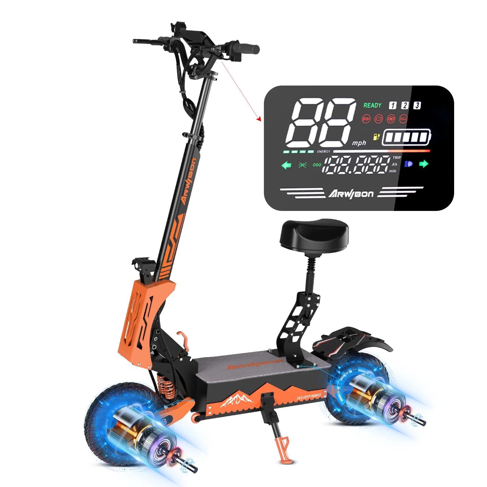 Electric Scooter For Adults 5600W Dual Motor 60V27AH Folding E-Scooter With Adjustable Seat 50MPH 11'' Off-Road Tires Escooter