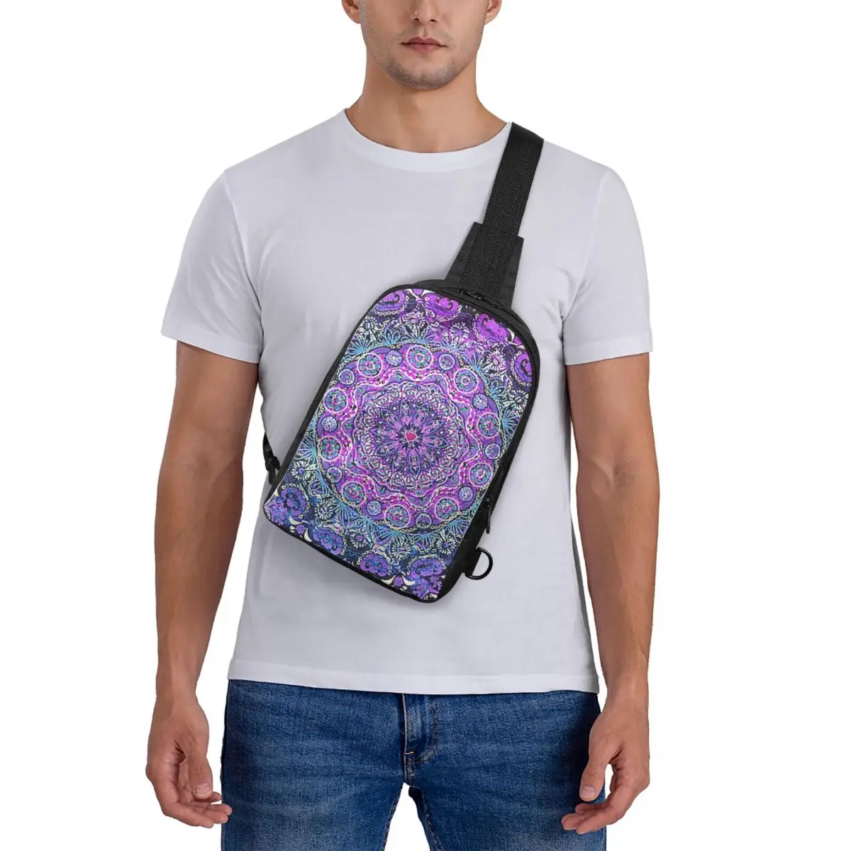 

Cosmic Love Mandal Chest Bag Crossbody Backpack Sling Shoulder Bag For Men Traveling Hiking Daypack