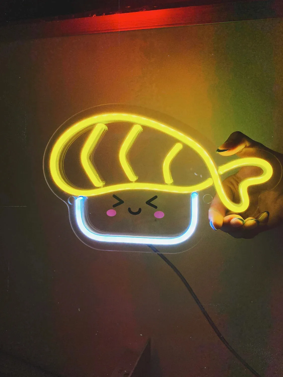 

Cute Sushi Neon Sign, Kawaii Aesthetic Room Decor, Asian(Japanese) Food Wall Art Led Neon Light, Food USB Lamp Kitchen Decor