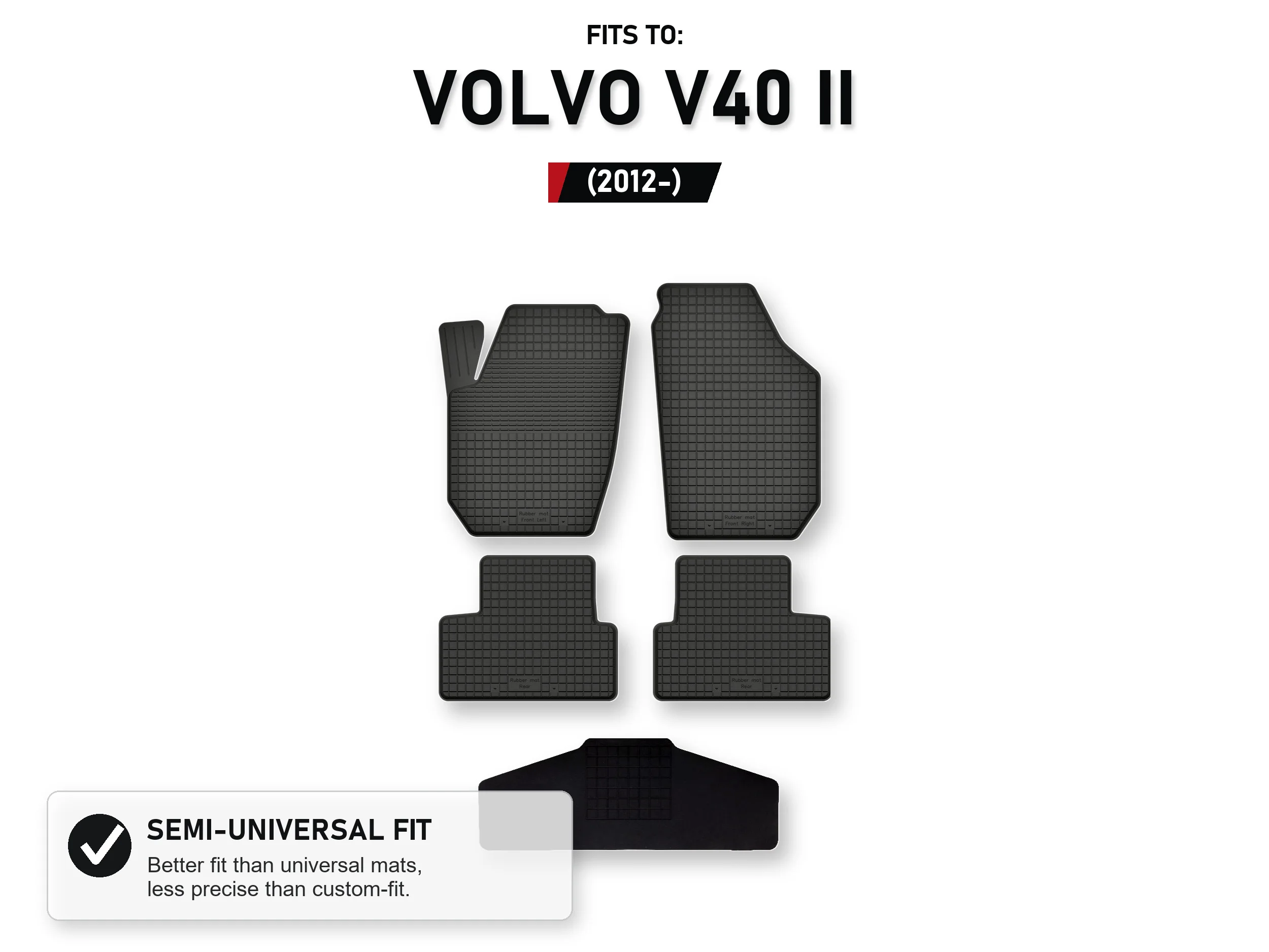 Rubberen mattenbak met tunnel voor: Volvo V40 Ii 2012- 5 stuks
