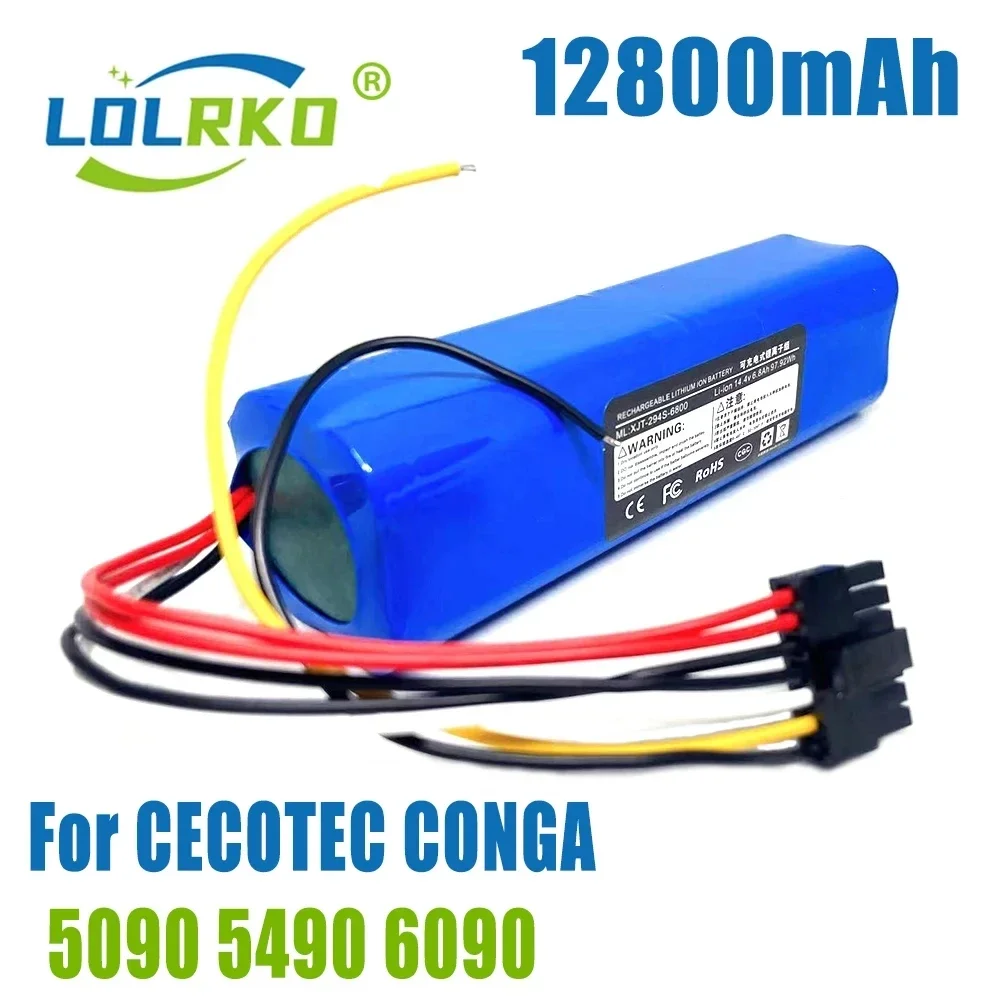 

New 14.8V 12800mAh INR18650 MH1-4S2P-300S Robot Battery for Cecotec Conga 5090 5490 6090 Robotic Vacuum Cleaner