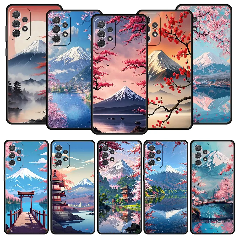 

Japan Mount Fuji Painting Cherry blossom Phone Case For Samsung A17 A07 A55 A35 A25 A15 A05 A33 A21s A41 A73 A53 A51 A71 Cover