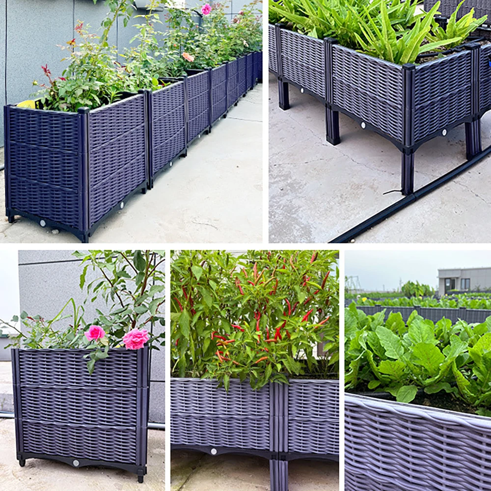 Rectangle Trough Planter Grow Box Plant Bed Reusable Disassembly Balcony Garden Terrace Rooftop Planting Tools