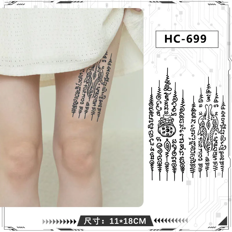 

Half Sleeve Thai Letter Juice Tattoo Waterproof Long Lasting Botanical Party Body Decor
