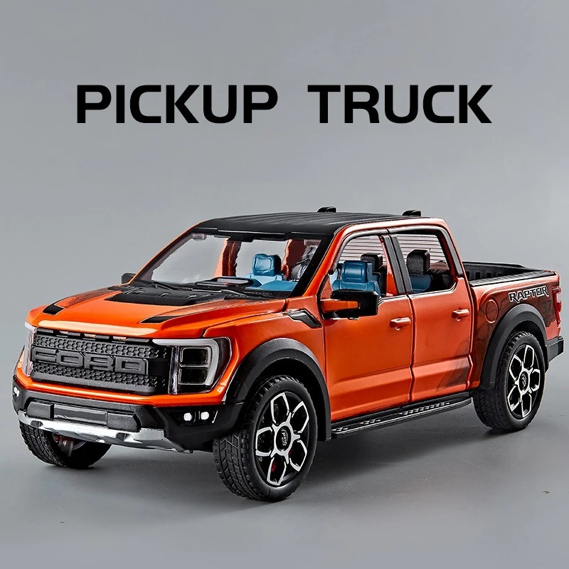 

Моделирование 1/20 Ford Raptor Пикап, модель автомобиля из сплава, металлический внедорожник, игрушка, звуковой и световой орнамент, коллекция миниатюрных украшений