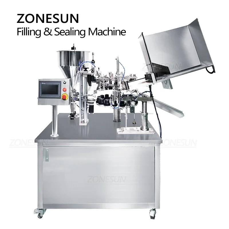 ZONESUN Automatic Paste Filling and Sealing Machine Metal Aluminum Tube Hand Cream Eye Cream Cosmetics Packaging