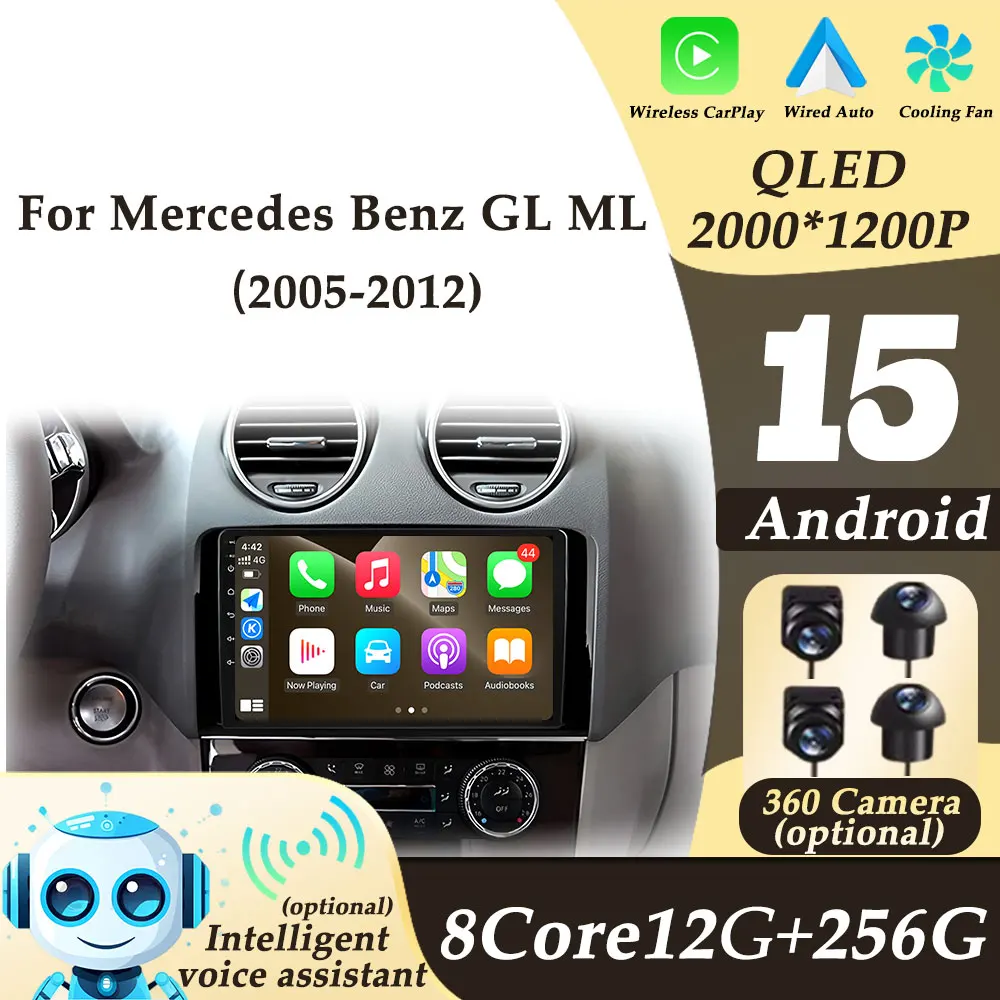 

Car Radio Video Multimedi Player for Mercedes Benz ML 320 ML 350 W164 2005 - 2012 Android15 Wireless CarPlay GPS Navi DSP Stereo