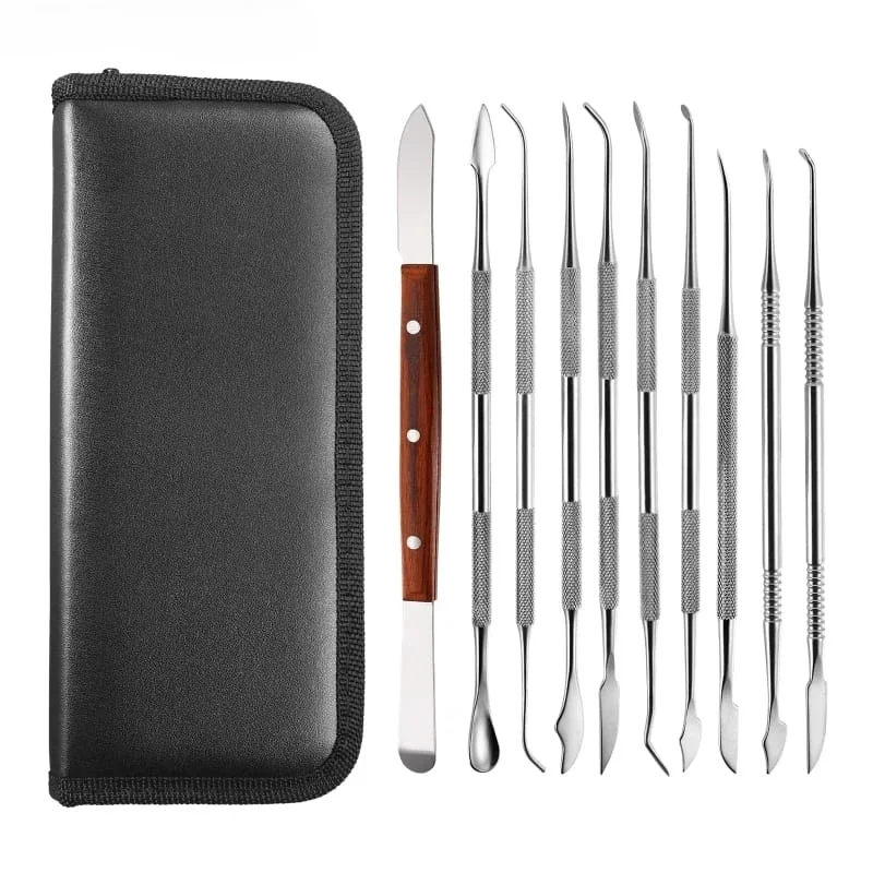 10 unids/set de espátula de cuchillo de yeso para tallado Dental, práctico kit de herramientas de dentista de cera de dientes de acero inoxidable, instrumento Dental práctico