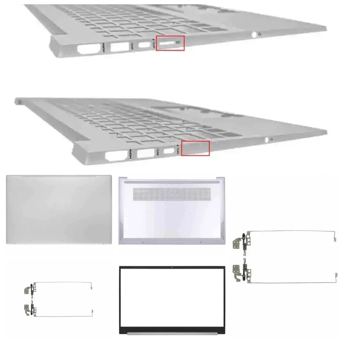 Pavilion 15-EH EG 15Z-EH TPN-Q245 TPN-Q246: LCD screen top cover, screen bezel, palm rest, bottom base, hinge