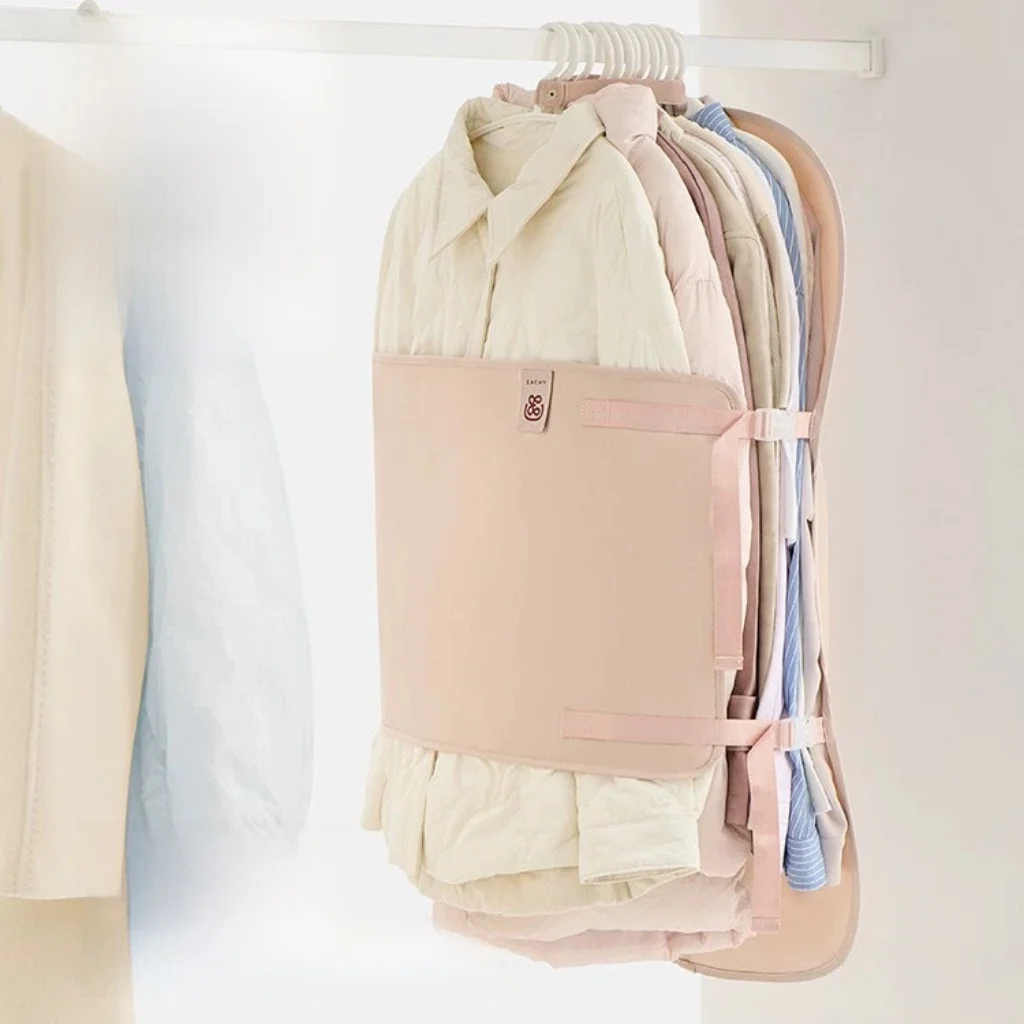 1pc Down Jacket Compressed Dust Cover Clothes Compression Hanging Bag Household Visible Clothes Storage Bag Wardrobe Organizer