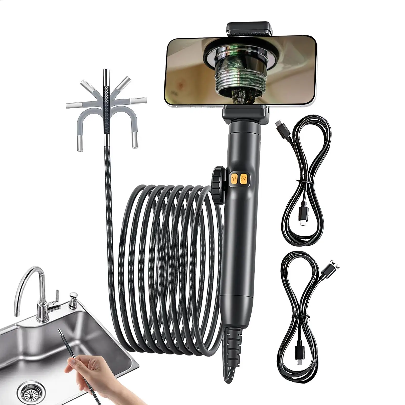 

Automotive Borescope Industrial Endoscope Waterproof Snake Scope For Industrial Duct Hvac System Electrical Equipment