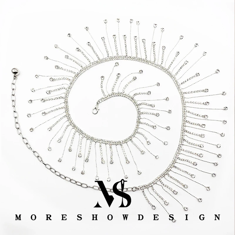 ベリーダンスウエストチェーンタッセルラインストーンベルトヒップウエストチェーンベルトオリエンタルダンス衣装アクセサリー女性金属ウエストチェーン