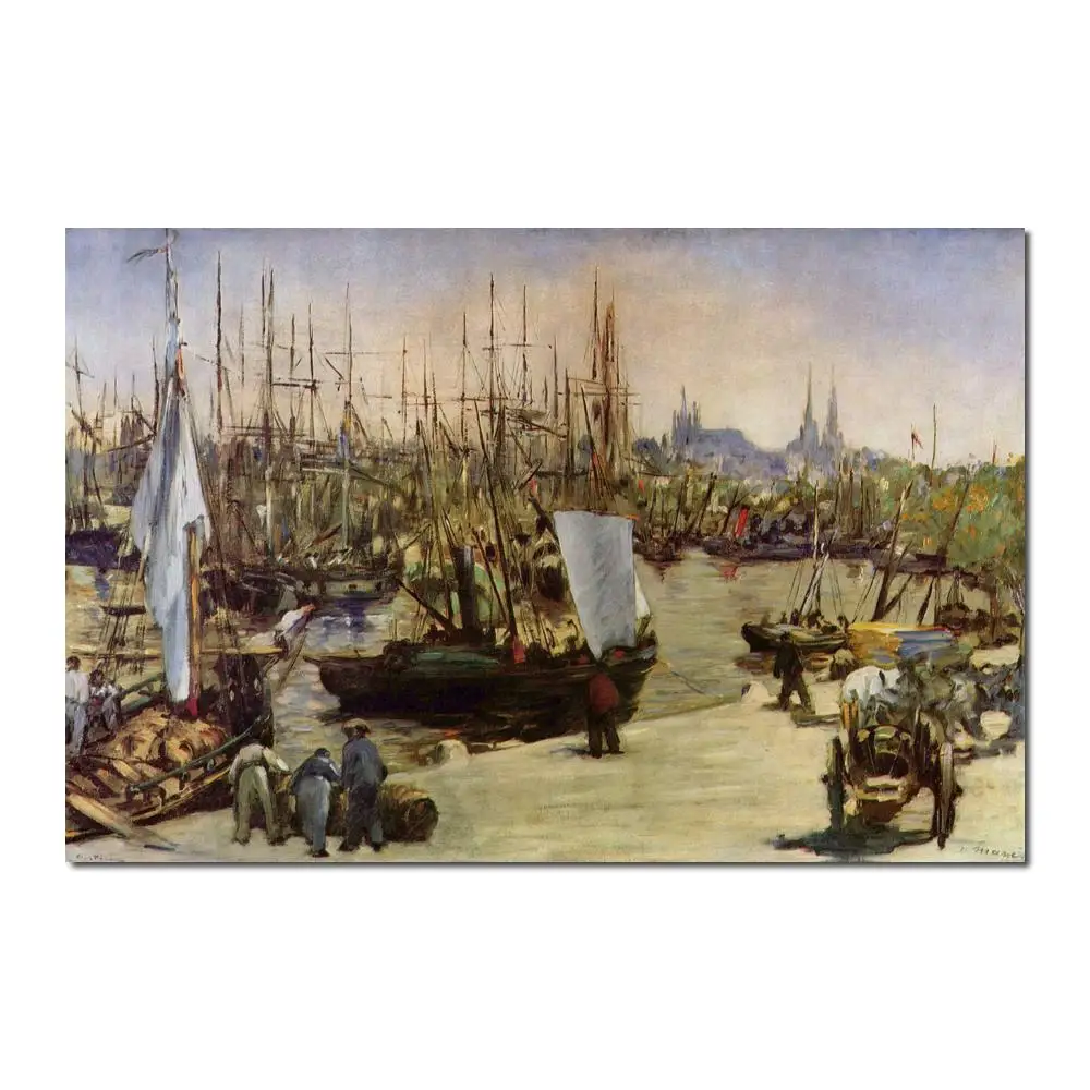 

Portrait Painting The Port of Bordeaux by Edouard Manet Canvas High quality Hand painted