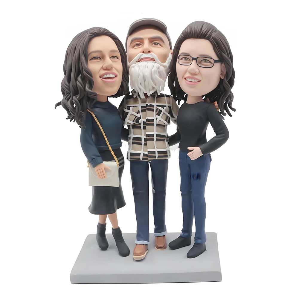 Custom Group Bobblehead Figurine, 3 Person Family Portrait, Handcrafted Personalized Collectible,Home Decoration From Your Photo