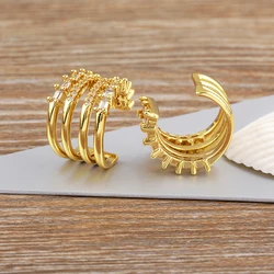 Nidin Creative Design Multilayer Ear Clip Cuff Earrings Delicate Fake Piercing Earrings For Women Trend Wedding Birthday Jewelry