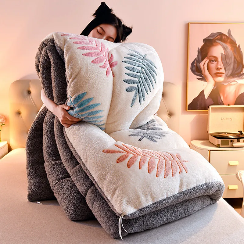 

New snowflake winter quilt thickened cashmere winter blanket printed warm keeping single double winter comforter student quilt