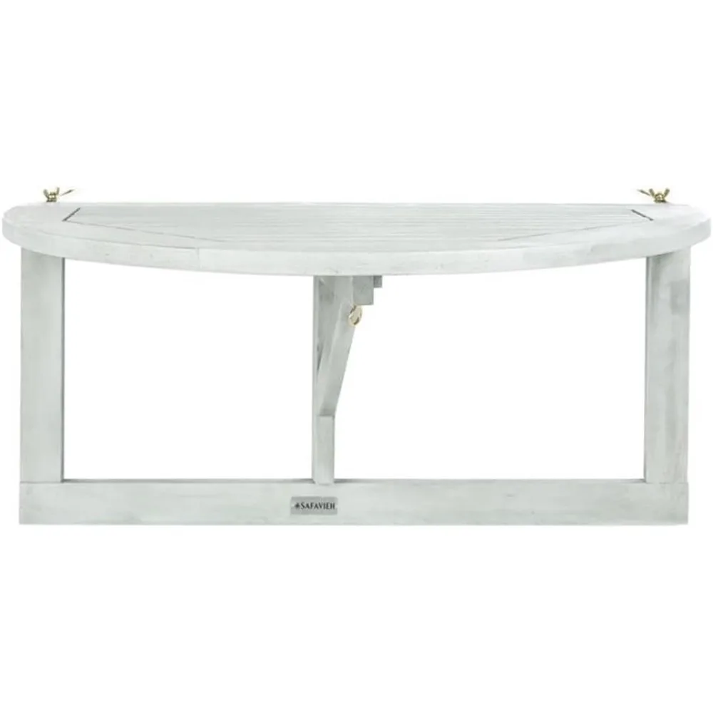 نصف طاولة معلقة في الهواء الطلق من خشب الساج الطبيعي، أثاث موفر للمساحة للفناء الصغير #4