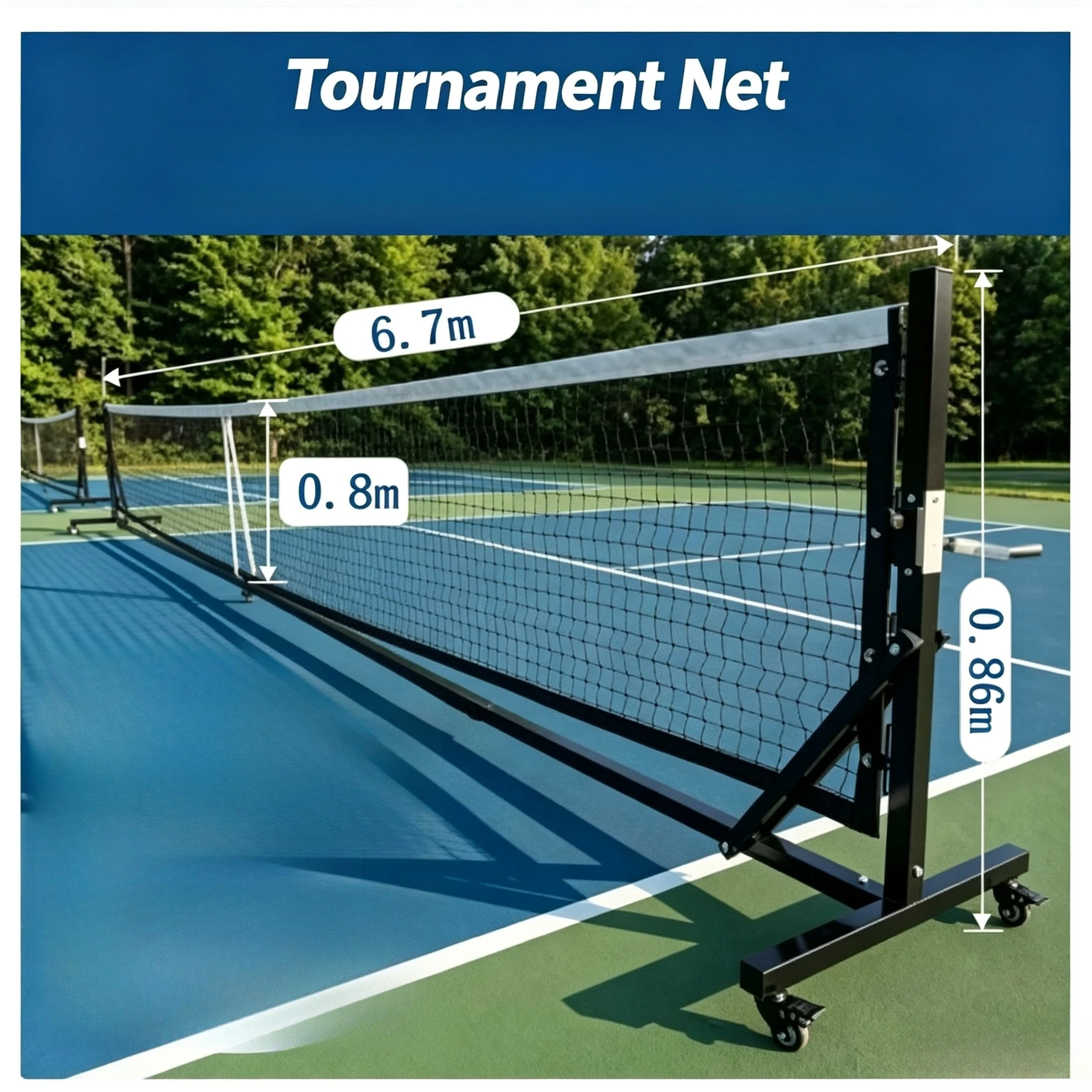 Tournament‑Grade Portable Pickleball Net for Adults, with Hand‑Winch Tensioner & Wheels for Competition Use