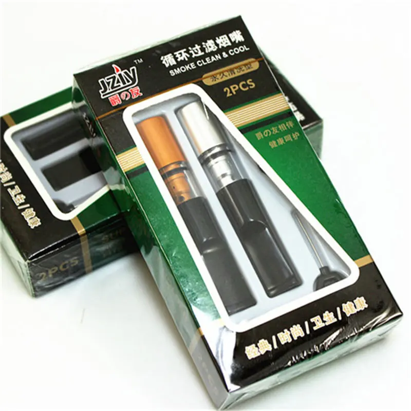 Reusable Cigarette Holder Filter Reduce Tar Cleanable Recycling Mouthpiece Smoking Accessories 2 Pcs/Pack