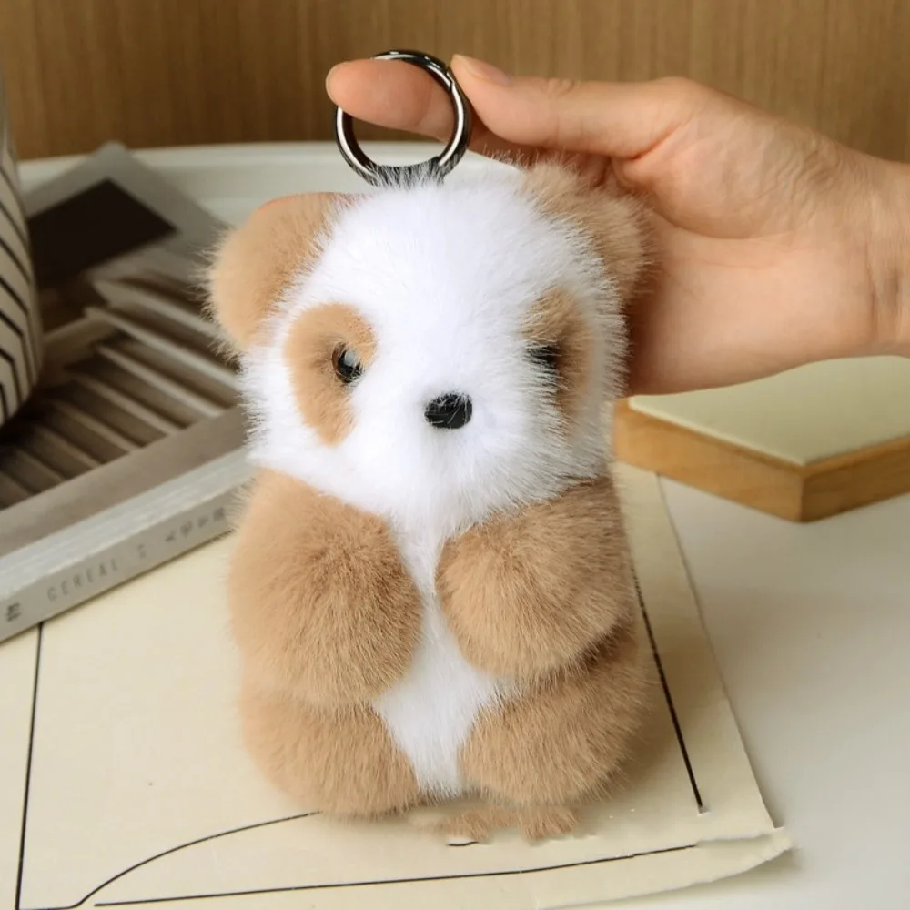 Kawaii Plush Panda Toy Key Ring Cotton Doll Mink Hair Bear Keychain Soft Cute Animal Pendant Kids