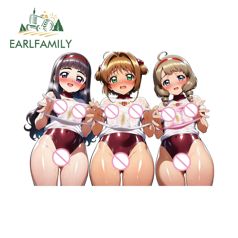 

EARLFAMILY Look At My Underwear Campervan Car Stickers Waterproof Kawaii Loli Trunk Decal Car Door Protector Caravan Decals