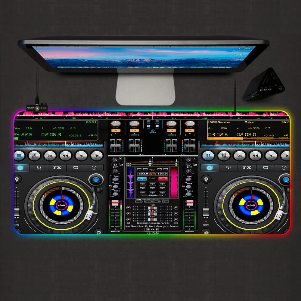 Mairuige لوحة ماوس الألعاب DJ تحكم سرعة RGB كمبيوتر محمول كبير LED لوحة ماوس للكمبيوتر المحمول XXL وسادة الطاولة لوحة المفاتيح حصيرة الماوس
