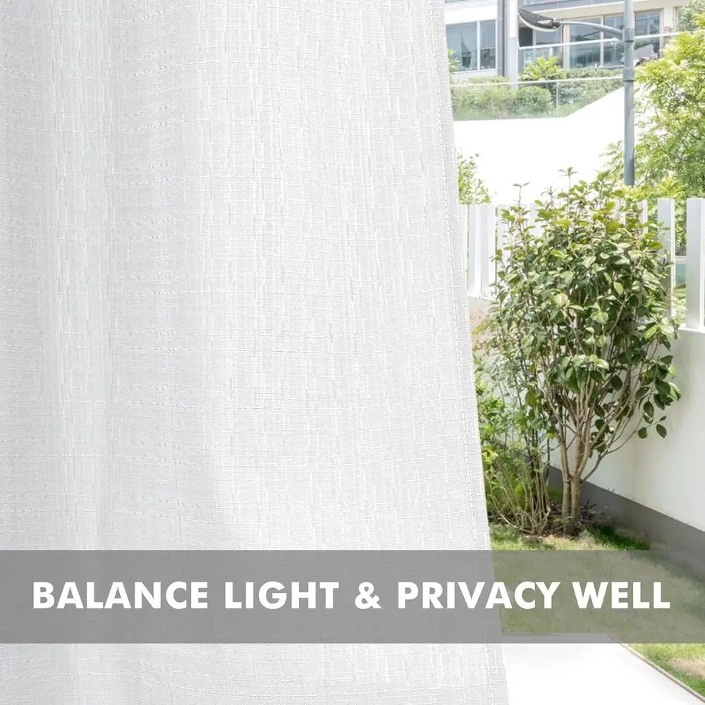 Waterdichte linnen terrasgordijnen, 54 W x 95 L, witte buitengordijnen voor pergola, veranda, tuinhuisje - weerbestendig privacy