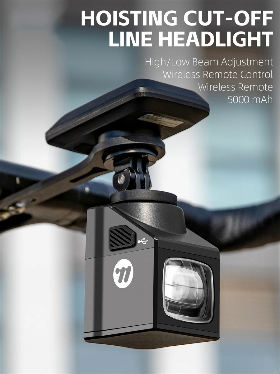 AliExpress West Biking WEST BIKING 1600LM Bicycle Headlight Wireless Remote Control Anti-Glare Bike Light Type-C Charging Waterproof Bike Front Light