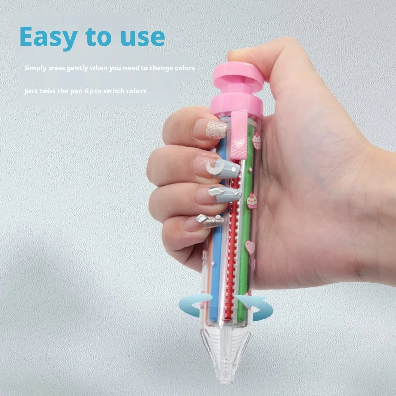 New Cute Design 8-in-1 Rotating Crayons, 8-Color Non-Staining Crayons, Rotating Multi-Color Push-Button Crayons, Watercolor Pens, Art Oil Pastels, Party Gifts, Easy to Carry and Store