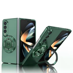 For Z Fold5 Magnetic Wireless Phone Case 360° Rotatable Round Stand Cover for Fold6 Fold 4 3 Anti Impact Premium Protective Case