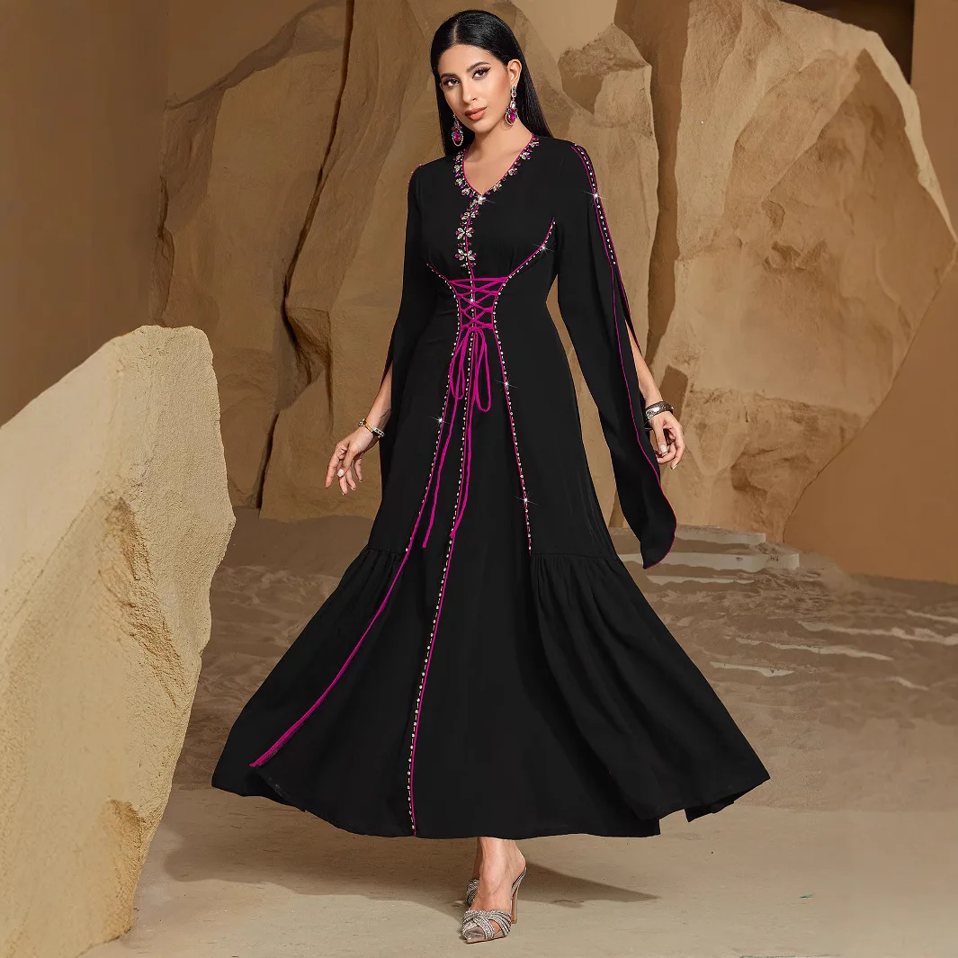 

Diamonds Abaya Morocco Kaftan Women Muslim Evening Party Dress Eid Mubarak Djellaba Ramadan Kebaya Caftan Femme Robe Vestidos