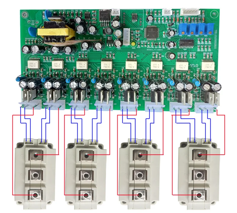 Placa de controlador de módulo IGBT de onda sinusoidal trifásica de cuatro brazos