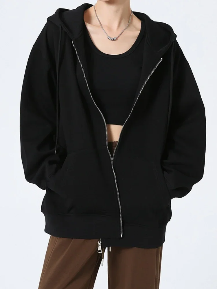 Pull à capuche à manches longues avec fermeture éclair pour femme, manteau de sport classique et polyvalent, gris, décontracté, ample, nouvelle collection automne 2025