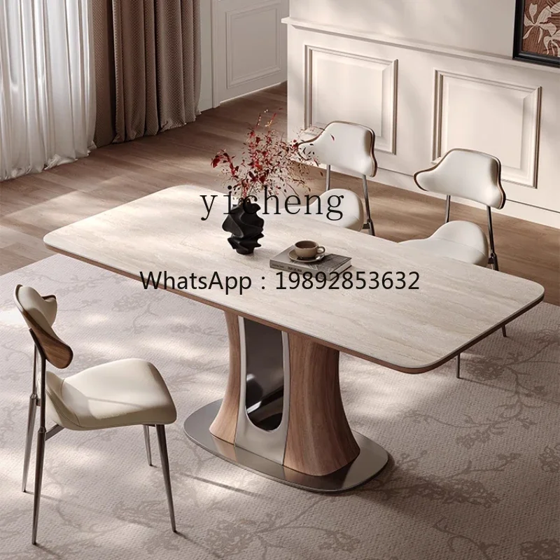 AB  new Chinese rock slab dining table rectangular solid wood household light luxury simple dining table