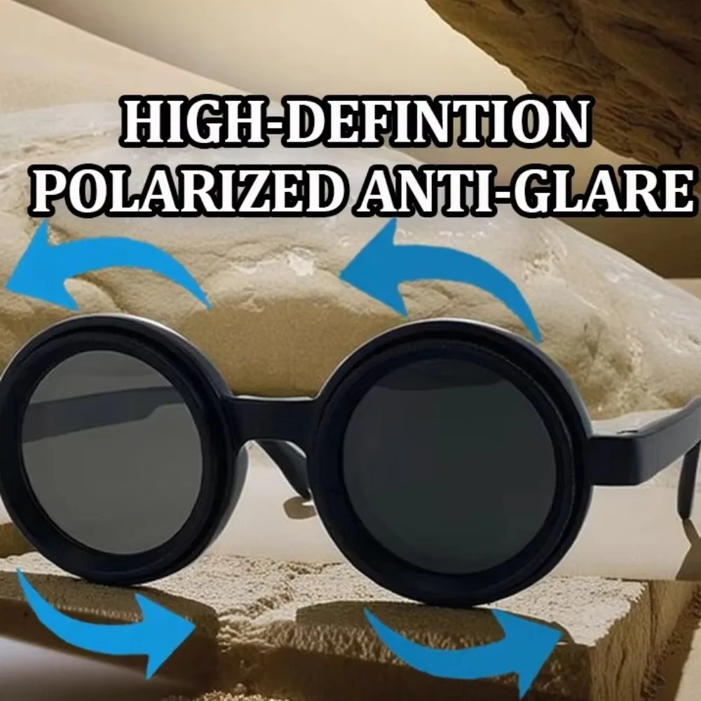 

New ND2-400 Adjustable Dimming Glasses ND Filter UV400 Polarized Sunglasses Round 9 Level Eyewear Outdoor