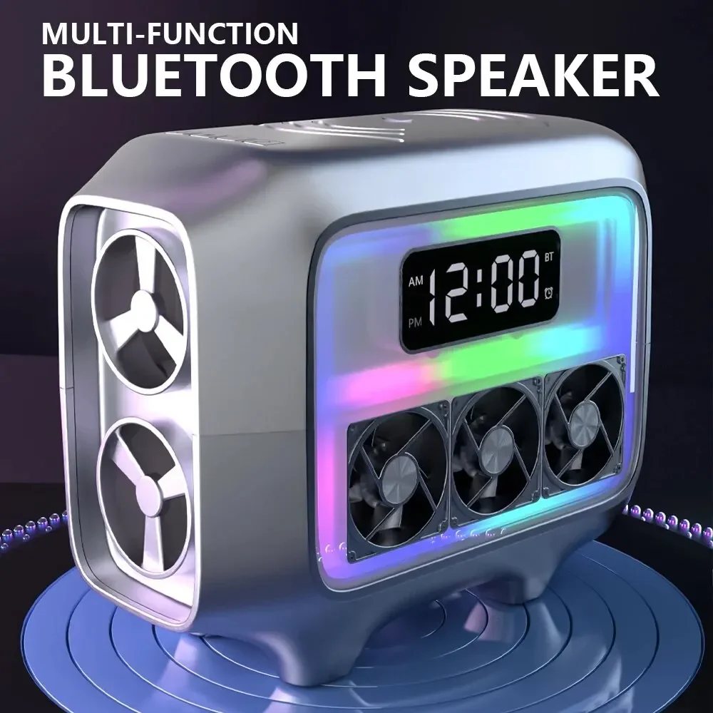 Bluetooth Speaker Stereo Loudspeaker Wireless Charger Pad Led Light Alarm Clock Fast Charging Station for iPhone Samsung Xiaomi