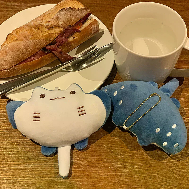 1pc Cartoon Doll Toy Marine Animal Devil Rays Plush Ornament Stuffed Manta Ray Keychain Pendant Kids Girls Gifts