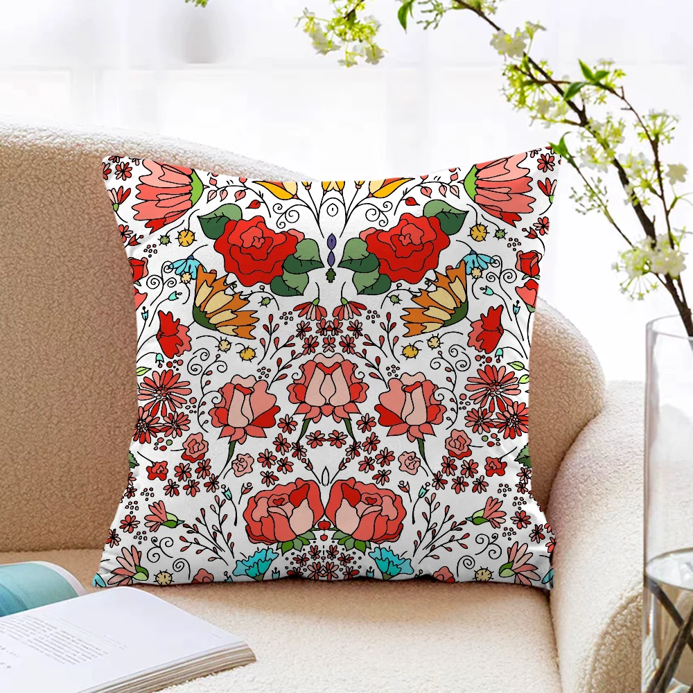 Odern Elegant Illustration Floral Car Sofa Short Plush Cushion Cover Home Textile Garden