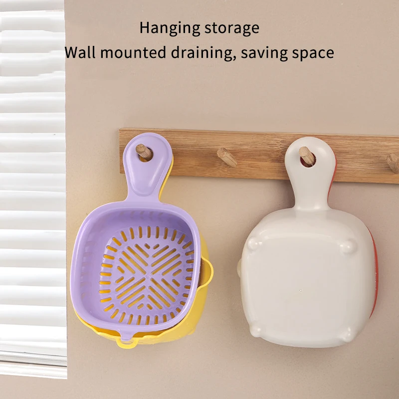 Kleine fruitvergiet, fruitspoelzeefcontainer, dubbellaagse groentesnij- en afvoermand