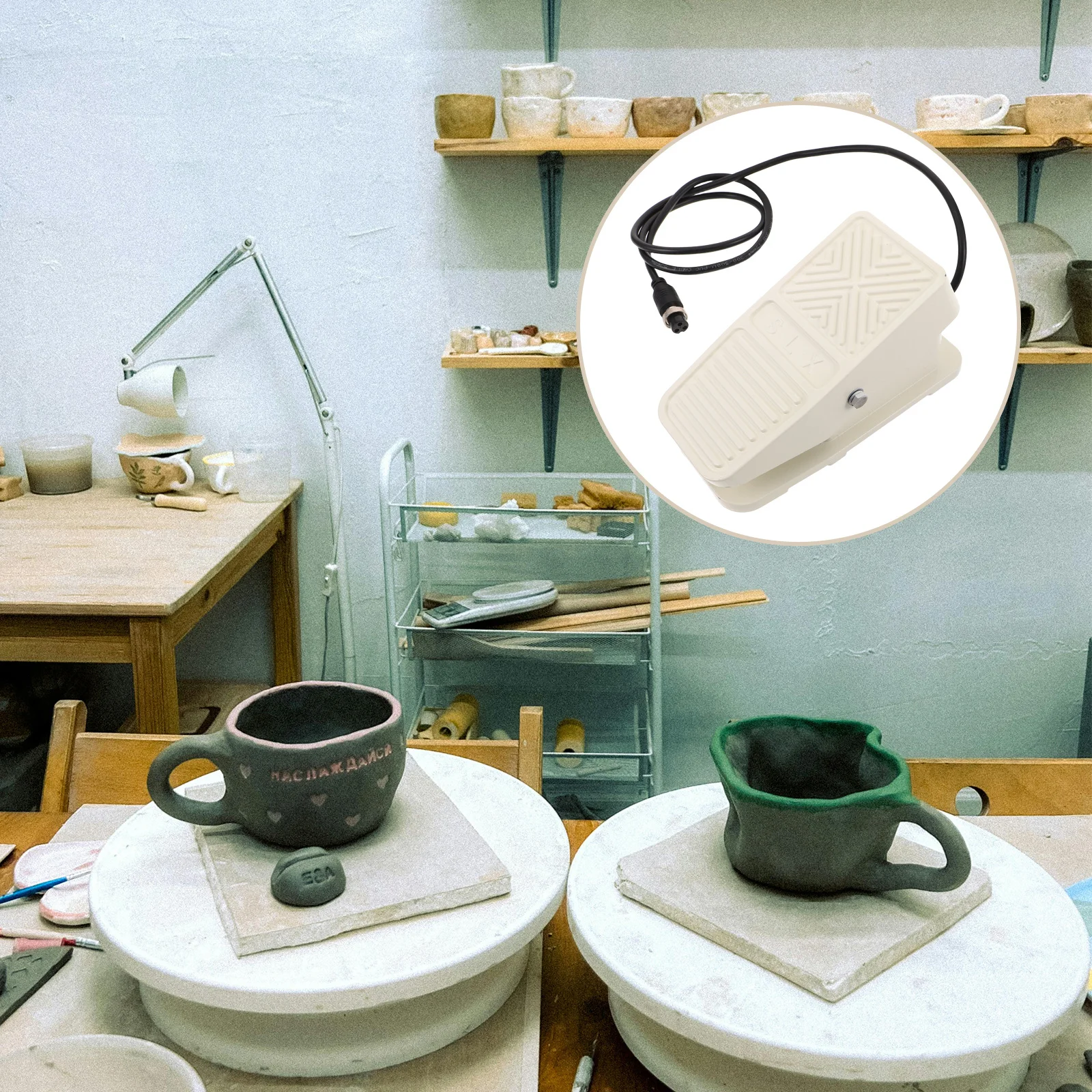 

1pcs Pottery Machine Foot Pedal Aluminum Alloy Throttle Control For Ceramic Forming Machines Replacement Foot Switch For