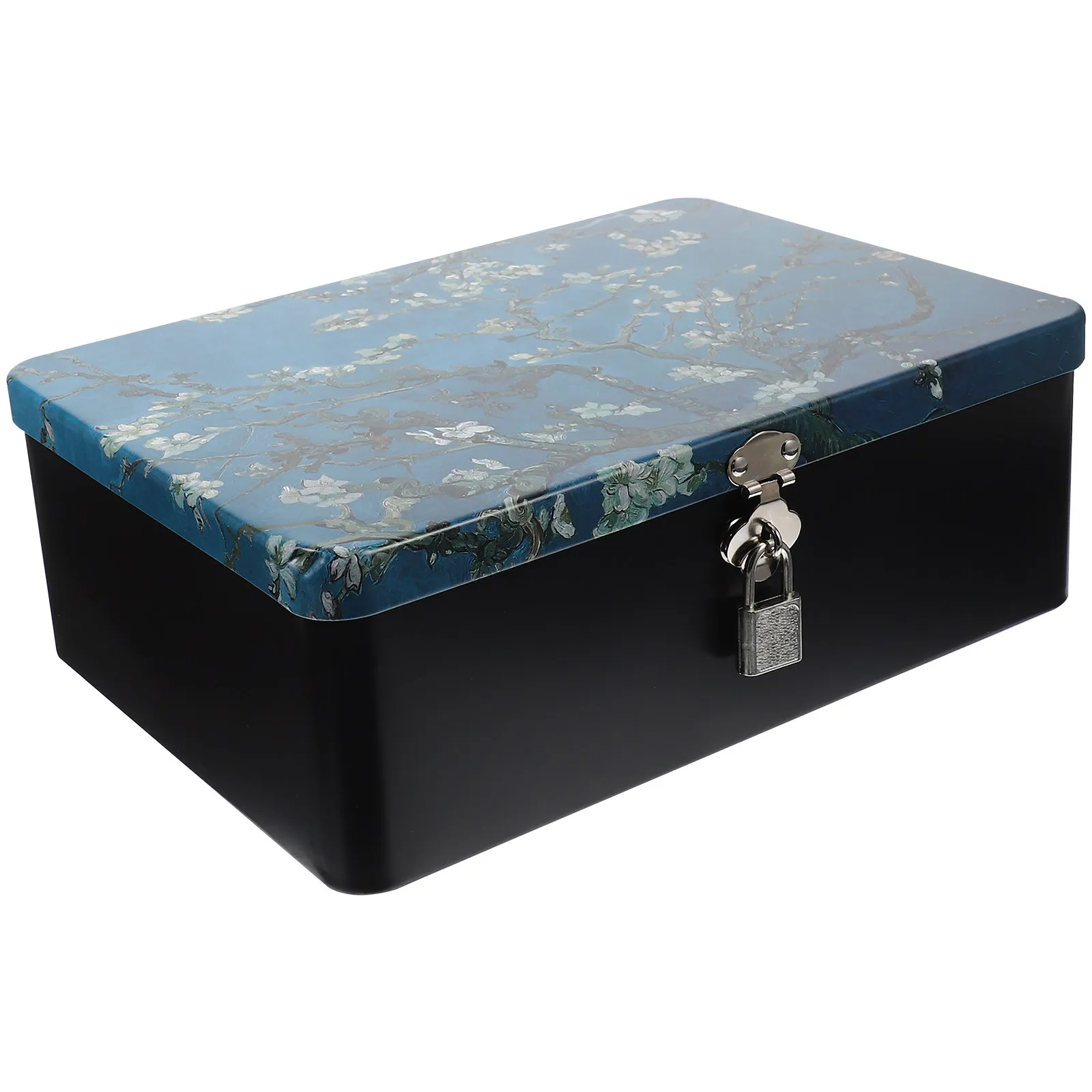 

Vintage Tinplate Storage Box with Lock Chic Small Tin Case Jewelry Candy Storage Container Decorative Wedding Gift Box