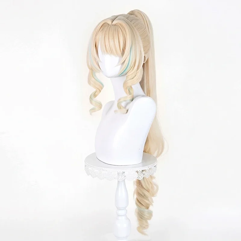 Anime Genshin Impact Vesna Cosplay Wig Scalp Top Clip Ponytail For Halloween Comicon Party Adult Women Men