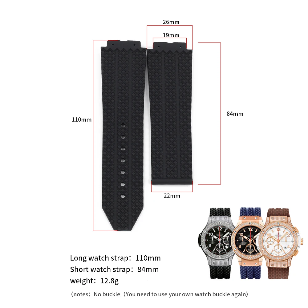 26X19mm Rubber Soft Silicone Watch Strap for HUBLOT BIG BANG Mens Wrist Watch Band Waterproof Convex Mouth Bracelet Accessories - Image 3