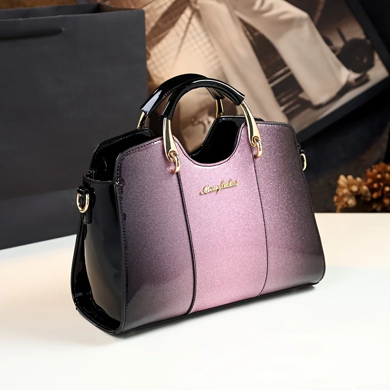 New Stylish mom handbag shoulder bag patent leather gradient middle-aged lady bag bag cross-body bag handbags