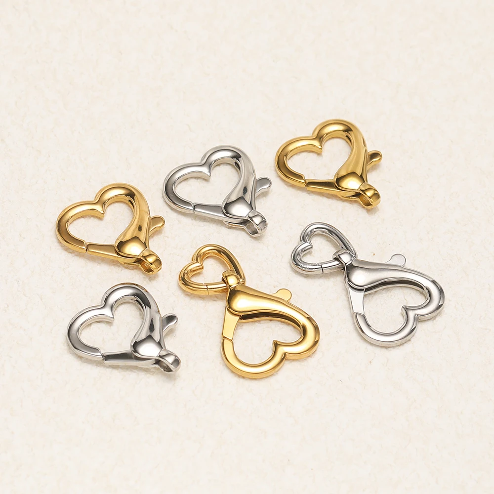 2 Stück Edelstahl-Herz-Karabinerhaken für Schlüsselanhänger, Verbindungsstücke für Halsketten, Armbänder, DIY-Schmuckherstellung, Bekleidungszubehör – Detail 1