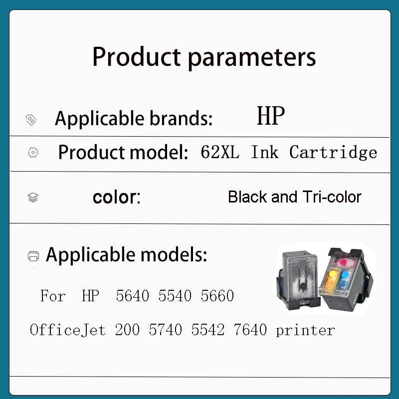 Vilaxh Ink Cartridge Replacement for HP 62XL 62 XL for HP62 Envy 5640 OfficeJet 200 5540 5740 5542 7640 printers