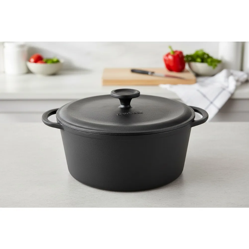 

5 Quart Pre-Seasoned Cast Iron Dutch Oven for Family Cooking, Camping & Baking - Even Heat Distribution