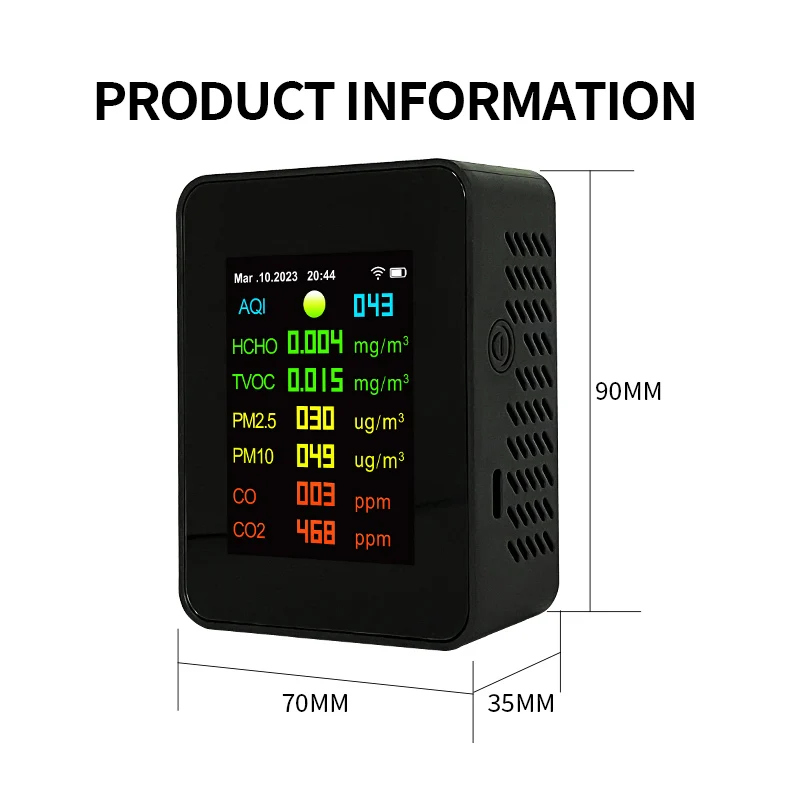 TuYa WiFi 9 in 1 PM2.5 PM10 HCHO TVOC CO CO2 Meter Digital Temperature Humidity Tester LCD CO2 Detector for Air Quality Monitor