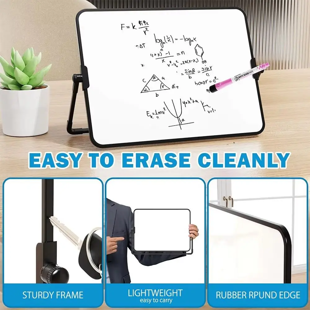 Portable Foldable Desktop Whiteboard Double Sided Use Erasable Writing Board With Bracket Message Board Desktop Use