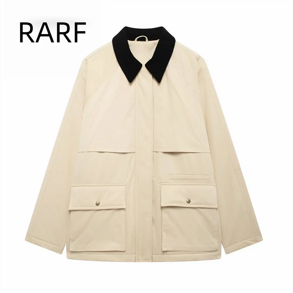 

2024 Women's Autumn/Winter New Style Casual French Loose Corduroy Collar Cotton Jacket Top Coat